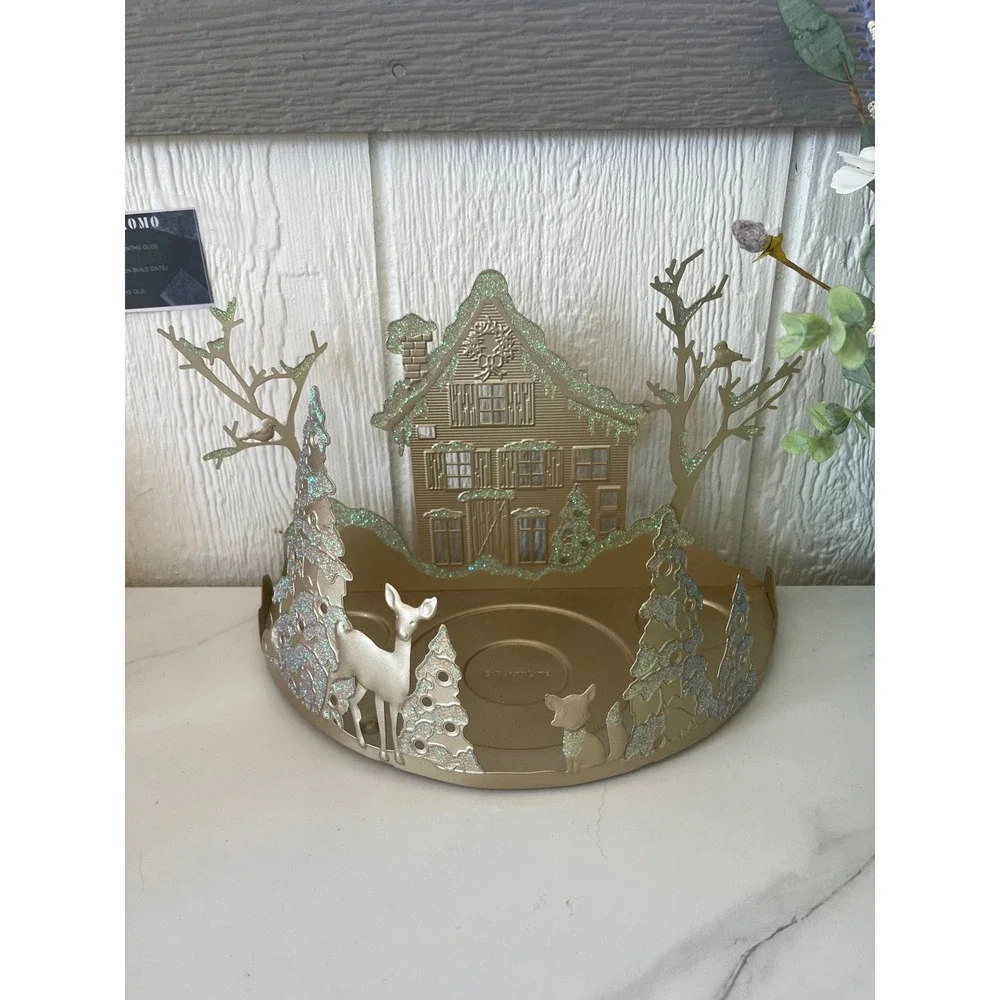 PartyLite Winter Wonderland Candle Holder House Deer Fox Glitter‎ Trees - Picture 3 of 3